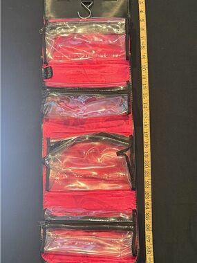 Vintage Mary Kay Travel Roll Up Bag Hanging Cosmetic Organizer 4 Pouches Black